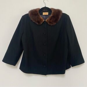 Pendleton Vintage Fur Collar Wool Overlay Coat M/L Black